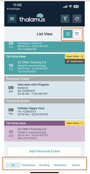 How to Schedule an Interview with a Program for Applicants (Mobile App ...