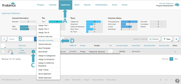 Manually Scheduling an Applicant for Interview or Waitlist – ThalamusGME